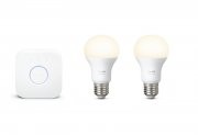 Philips Hue White E27 LED Lampe Starter Set, zwei Lampen inkl. Bridge, dimmbar, steuerbar via App
