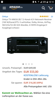 7.2-Kanal-AV-Netzwerk-Receiver Home Entertainment mit &bdquo;Wow&ldquo;-Faktor bei amazon f&uuml;r 333,00&euro;