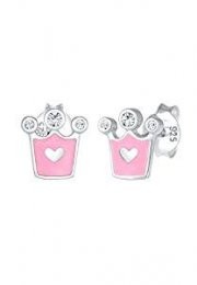 Elli Kinder-Ohrstecker Herz Krone 925 Silber Emaille Swarovski Kristalle bei@amazon - 16,43&euro;