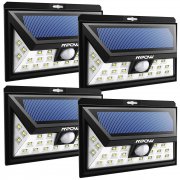 Mpow 4 St&uuml;ck 24 LED Solarleuchten Weitwinkel LED Solar Wandleuchte