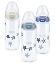 NUK First Choice Plus Flaschen-Set, limitierte Edition, 3 Babyflaschen 300 ml, Silikon-Trinksauger