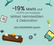 19% MwSt. Rabatt auf M&ouml;bel, Heimtextilien & Dekoration bei Quelle