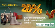 Nur heute 20% Rabatt auf Handtaschen, Kleinlederware & Schuhe bei Galeria Kaufhof