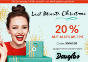 20% auf Alles ab einem Bestellwert von 39 &euro; bei Douglas! Garantierte Lieferung vor Weihnachten!