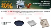 Nur heute g&uuml;ltig: 20% Rabatt auf Haushaltswaren, Heimtextilien und Wohnaccessoires