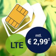 Unser SIM-Only Kracher: 1 GB LTE und 50 Freiminuten nur &euro; 2,99&sup2; im Monat