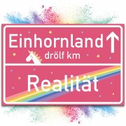 Einhorn Schild, rosa Ortsschild (30x20cm), Ortstafel (Realit&auml;t &ndash; Einhornland)