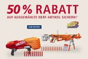 50% Rabatt auf ausgew&auml;hlte Nerf-Artikel bei Real