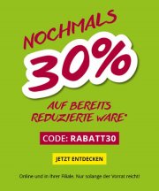 Nochmals 30% auf bereits reduzierte Ware bei Takko