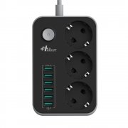 HULKER Mehrfachsteckdose , &uuml;berspannungsschutz 3 fach / Steckdosen 6 USB -Anschl&uuml;sse