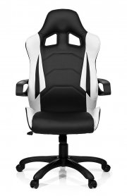 hjh OFFICE 621836 Gaming PC Stuhl RACER PRO I Kunstleder schwarz wei&szlig;, feste Polsterung