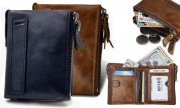 1x oder 2x Herren Geldbeutel aus Leder mit RFID-Blocker in Schwarz oder Braun f&uuml;r 14,94&euro;