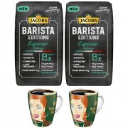 2 kg JACOBS Barista Editions Espresso Intense Ganze Bohne + 2 Ritzenhoff Becher