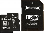 2 St&uuml;ck 32 GB Intenso MicroSDHC UHS-I Premium Class 10 Speicherkarten inkl. SD-Adapter