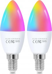 2 St&uuml;ck AROHANI E14 RGBCW Wlan Smart LED Lampen mit App, Alexa, Google und Siri Steuerung