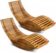 2 St&uuml;ck Deuba Ergonomische In- und Outdoor Akazienholz Schwungliegen mit Wippfunktion