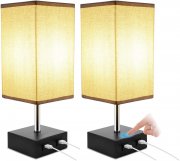 2 St&uuml;ck ENCOFT Nachttischlampen mit 2 USB Anschl&uuml;ssen mit Ladefunktion