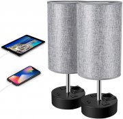 2 St&uuml;ck ENCOFT Tischlampen mit zwei USB Anschl&uuml;sse mit Ladefuktion
