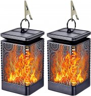 2 St&uuml;ck FLOWood Solar Gartenleuchten mit Flammeneffekt