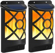 2 St&uuml;ck FLOWood Solar Wandleuchten mit realistischen Flammeneffekt