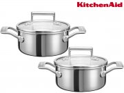 2 St&uuml;ck KitchenAid KC2T15EHST Kochtopf mit Deckel &Oslash; 16 cm