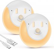 2 St&uuml;ck MYETHEOD wiederaudladbare LED Nachtlichter mit Bewegungsmelder