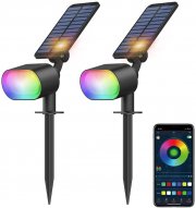 2 St&uuml;ck Novostella LED RGB Garten Solarstrahler mit APP-Steuerung
