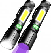 2 St&uuml;ck REHKITTZ 3in1 LED Taschenlampe mit Seitenlicht und UV Licht