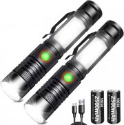 2 St&uuml;ck REHKITTZ wiederaufladbare 2000 Lumen COB LED Taschenlampen inkl. 2500mAh Akku