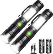 2 St&uuml;ck REHKITTZ wiederaufladbare 2000 Lumen COB LED Taschenlampen inkl. 2500mAh Akku