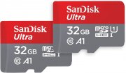2 St&uuml;ck SanDisk Ultra 32 GB microSDHC Speicherkarten + SD Adapter