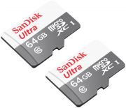 2 St&uuml;ck SANDISK Ultra Micro-SDXC Speicherkarten mit 64 GB Speicher
