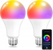 2 St&uuml;ck Smart LED E27 10W RGBCW Lampen mit App, Alexa und Google Steuerung