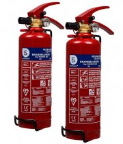 2 St&uuml;ck Smartwares BB1 Pulver Feuerl&ouml;scher 1 kg mit Halterung und Manometer Brandklasse A, B und C
