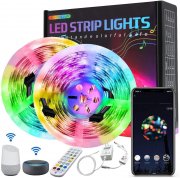 2 x 5 Meter Amouhom RGB LED Streifen mit Alexa, Google, APP-Steuerung und Fernbedienung