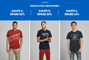 20%, 30% und 40% Staffel-Rabatt auf T-Shirts bei Jack & Jones
