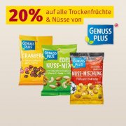 20% auf alle Trockenfr&uuml;chte und N&uuml;sse der Marke Genuss Plus