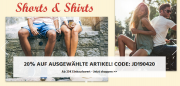 20% auf ausgew&auml;hlte Shorts & Shirts im Jeans Direct Shop