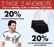 20% auf DFB Fu&szlig;balltrikots & Herrenw&auml;sche bei Karstadt