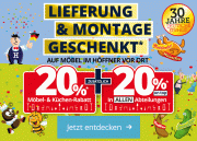 20% auf M&ouml;bel und K&uuml;chen+ 20% on top in allen Abteilungen