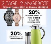 20% auf Uhren&Schmuck und Isolierkannen bei Karstadt
