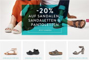 20% Extra-Rabatt auf alle Sandalen, Sandaletten und Pantoletten f&uuml;r Damen und Herren bei Mirapodo