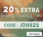 20% Extra-Rabatt auf bereits reduzierte T-Shirts, Tops und Shorts bei Jeans Direct
