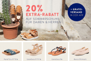 20% Extra-Rabatt auf &uuml;ber 17.000 Sommerschuhe f&uuml;r Damen und Herren in der Mirapodo App