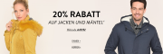 20% Extra-Rabatt On Top auf alle Jacken und M&auml;ntel f&uuml;r Damen und Herren im Adler Shop