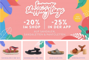 20% online oder 25% in der App auf alle Sandalen, Sandaletten und Pantoletten bei Mirapodo