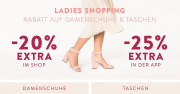 20% online oder 25% in der App auf alle Schuhe und Taschen f&uuml;r Damen im Mirapodo Shop