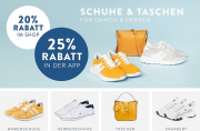 20% online oder 25% in der App auf alle Schuhe und Taschen f&uuml;r Damen und Herren im Mirapodo Shop