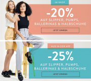 20% online oder 25% in der App auf alle Slipper, Pumps, Ballerinas und Halbschuhe bei Mirapodo