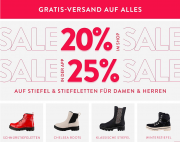 20% online oder 25% in der App auf alle Stiefel und Stiefeletten f&uuml;r Damen und Herren bei Mirapodo